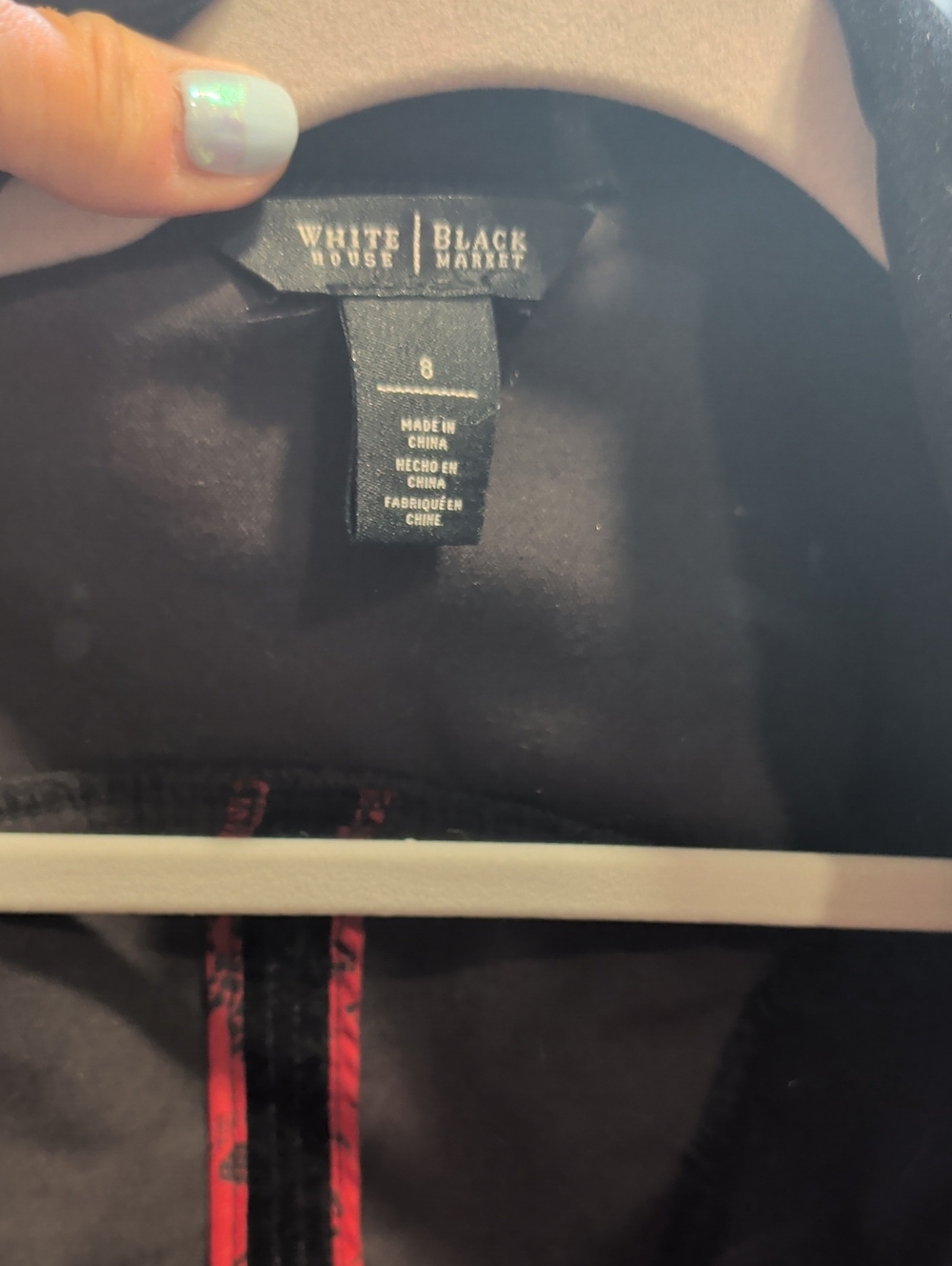 White House Black Market Black Jacket with Red Trim Accent